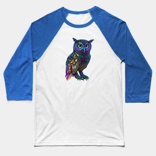 Holographic colorful  cute owl Baseball T-Shirt by halazidan